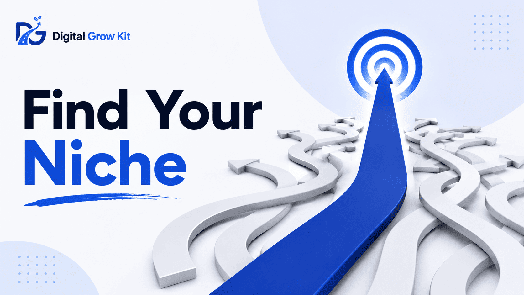 A focused path among scattered paths, representing how to find a blogging niche – Digital Grow Kit